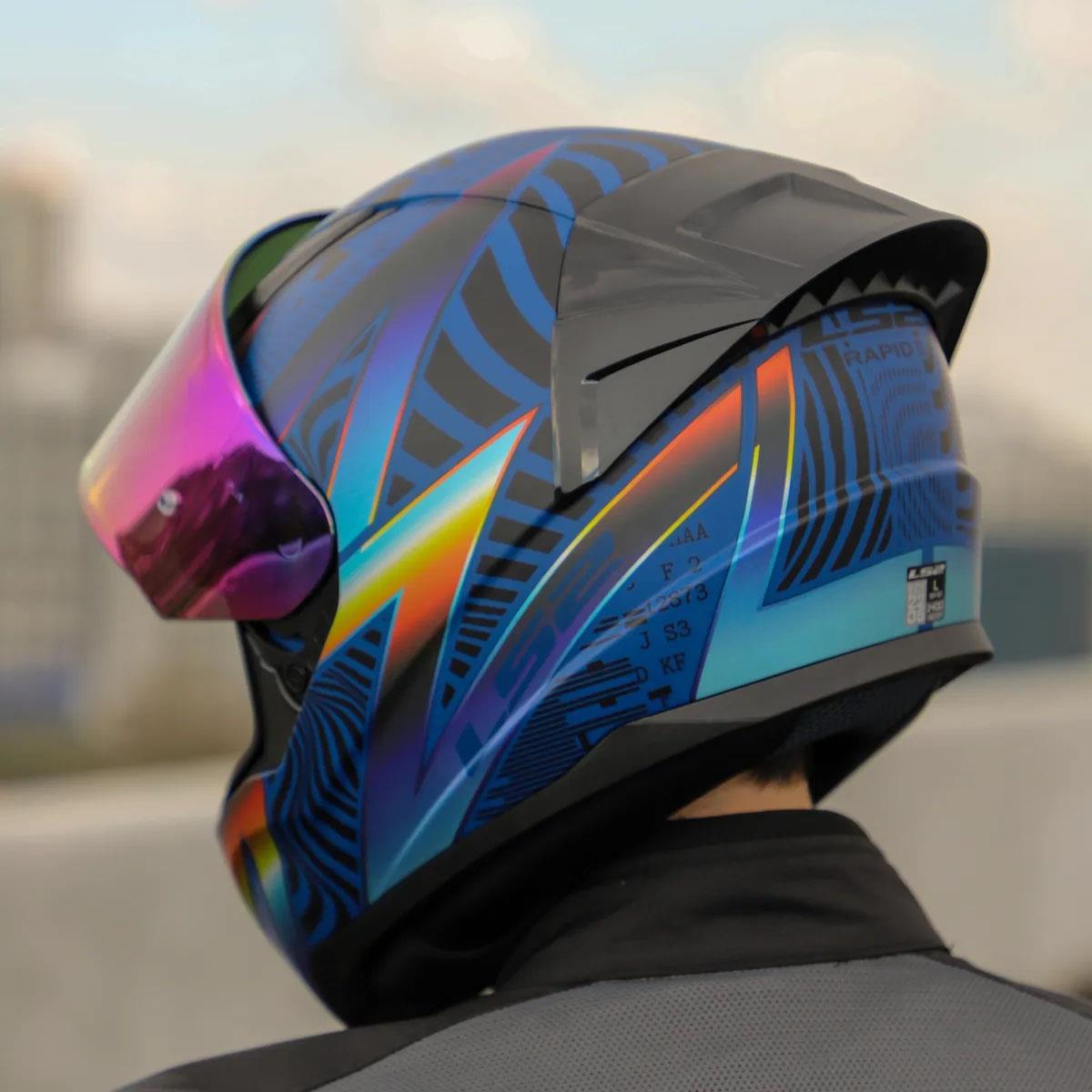 Ls2 Rapid 2 Optik Race Full Face Motosiklet Kaskı Yarış Spoiler +  Şeffaf + Gökkuşağı Vizörlü