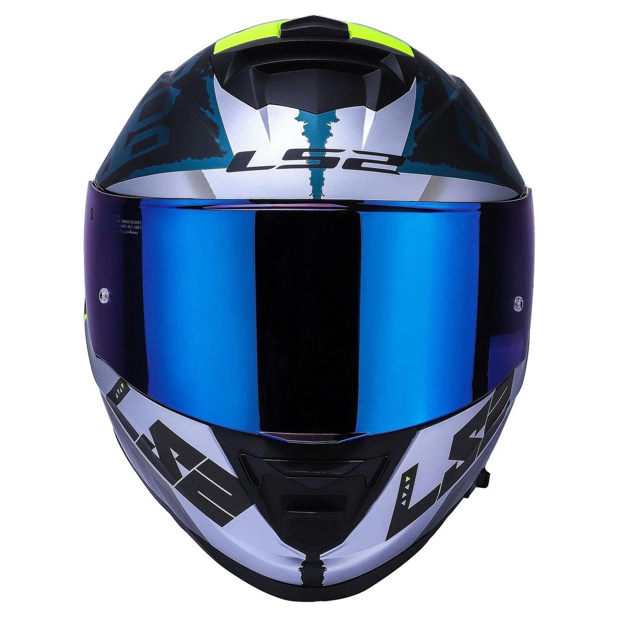 Ls2 Storm 2 Sprinter Siyah Gri Cobalt Gökkuşağı Vizör + Şeffaf Vizör Hediye