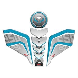 GP Kompozit CF Moto 250 NK 2018-2022 Uyumlu Tank Pad Seti Turkuaz