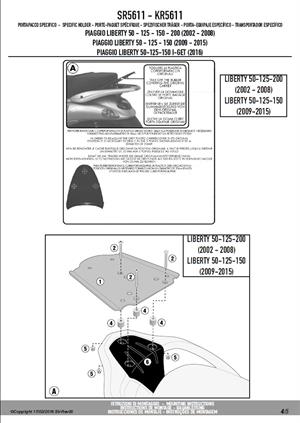 Givi SR5611 PIAGGIO LIBERTY 50-125-150-200 I-GET (02-18) Arka Çanta Taşıyıcı