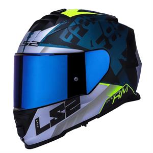 Ls2 Storm 2 Sprinter Siyah Gri Cobalt Gökkuşağı Vizör + Şeffaf Vizör Hediye