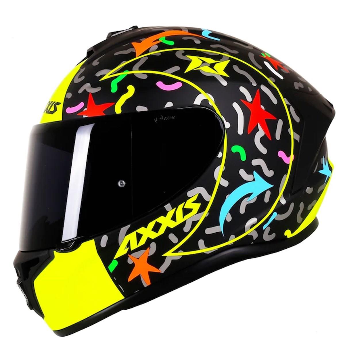 Axxis Draken Crazy Matt Fluor - Yellow Full Face Motosiklet