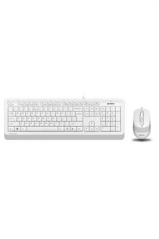 A4 TechF1010 Q USB Kablolu Beyaz Multimedia Klavye + Mouse