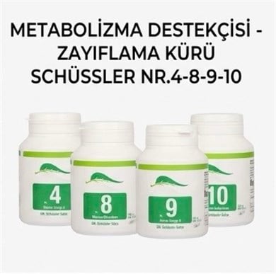 Schüssler Tuzları Nr. 4-8-9-10 Metabolizma - Zayıflama Destek Kürü 400 Tablet X 4 Kutu