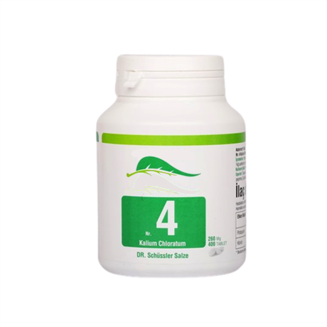 Schüssler Dr. Tuzları Nr:4 Kalium Chloratum |400 Tablet Gıda Takviyesi 