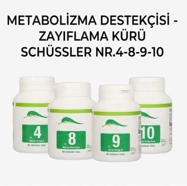 Schüssler Tuzları Nr. 4-8-9-10 Metabolizma - Zayıflama Destek Kürü 400 Tablet X 4 Kutu