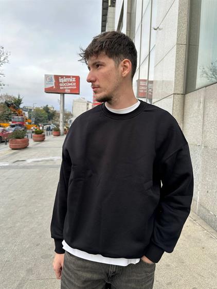 Elagance Basic Oversize Siyah SweatshirtHoodieEla658
