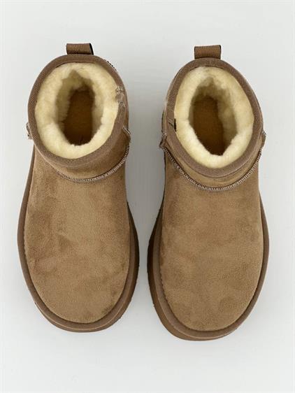 Elagance Krem Süet Kadın Bot İçi Tüylü