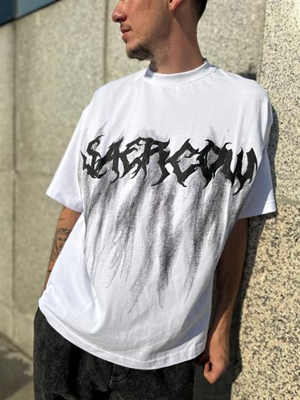 Elagance Saercow Baskılı Beyaz Oversize T-ShirtT-shirtEla589