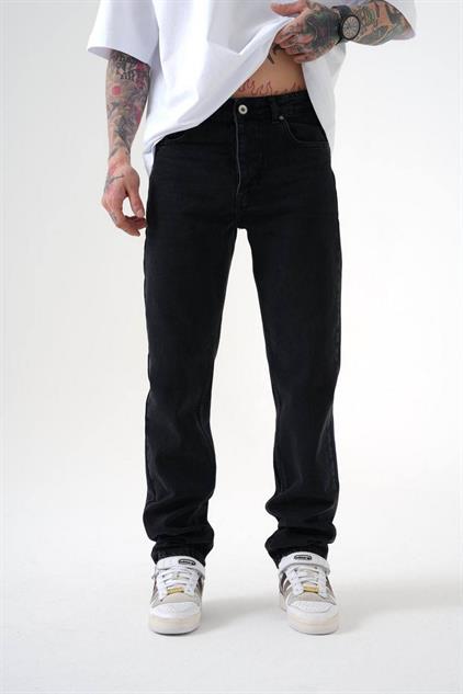 Elagance Tall Fit Efektli Siyah Jeans