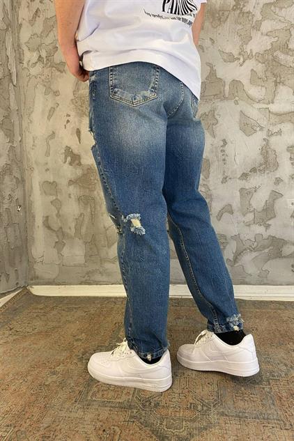 Elagance Yırtık Desenli Taşlamalı Regular Jeans