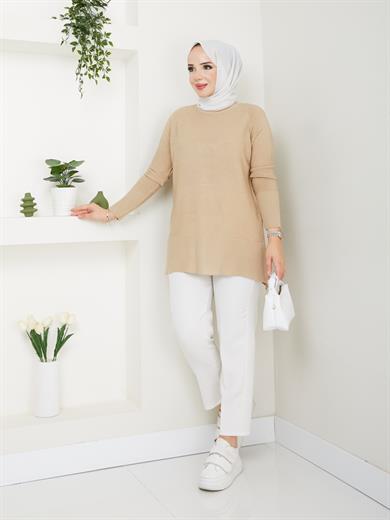 Fitilli Battal Boy Triko Tunik Bej 2224-1