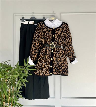 Leopar Desenli Şardonlu Hırka 16001
