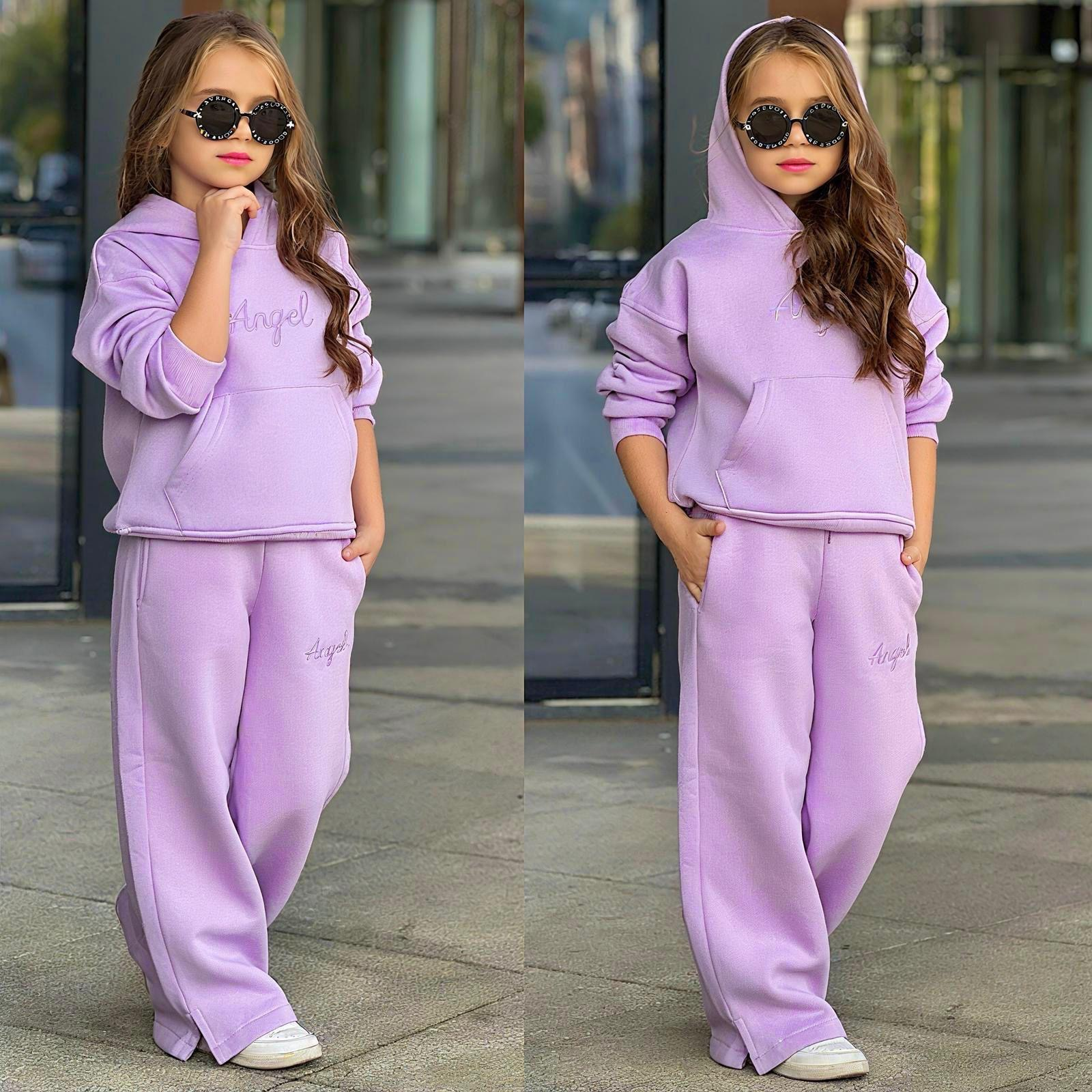 Angel Yazı Detaylı İçi Şardonlu Kız Takım 5-14 yaş Morr