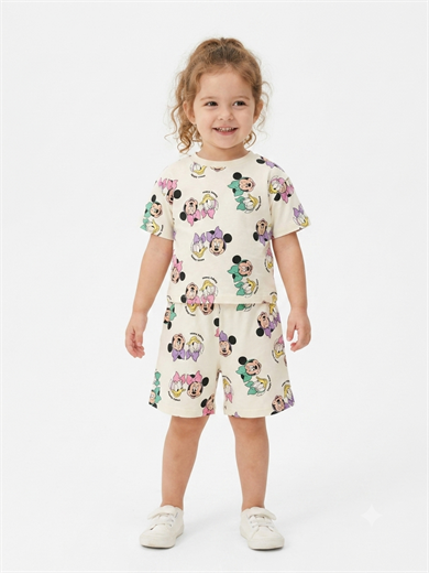 Kız Çocuk Mickey krem takım 3-12  Pijama takımı 