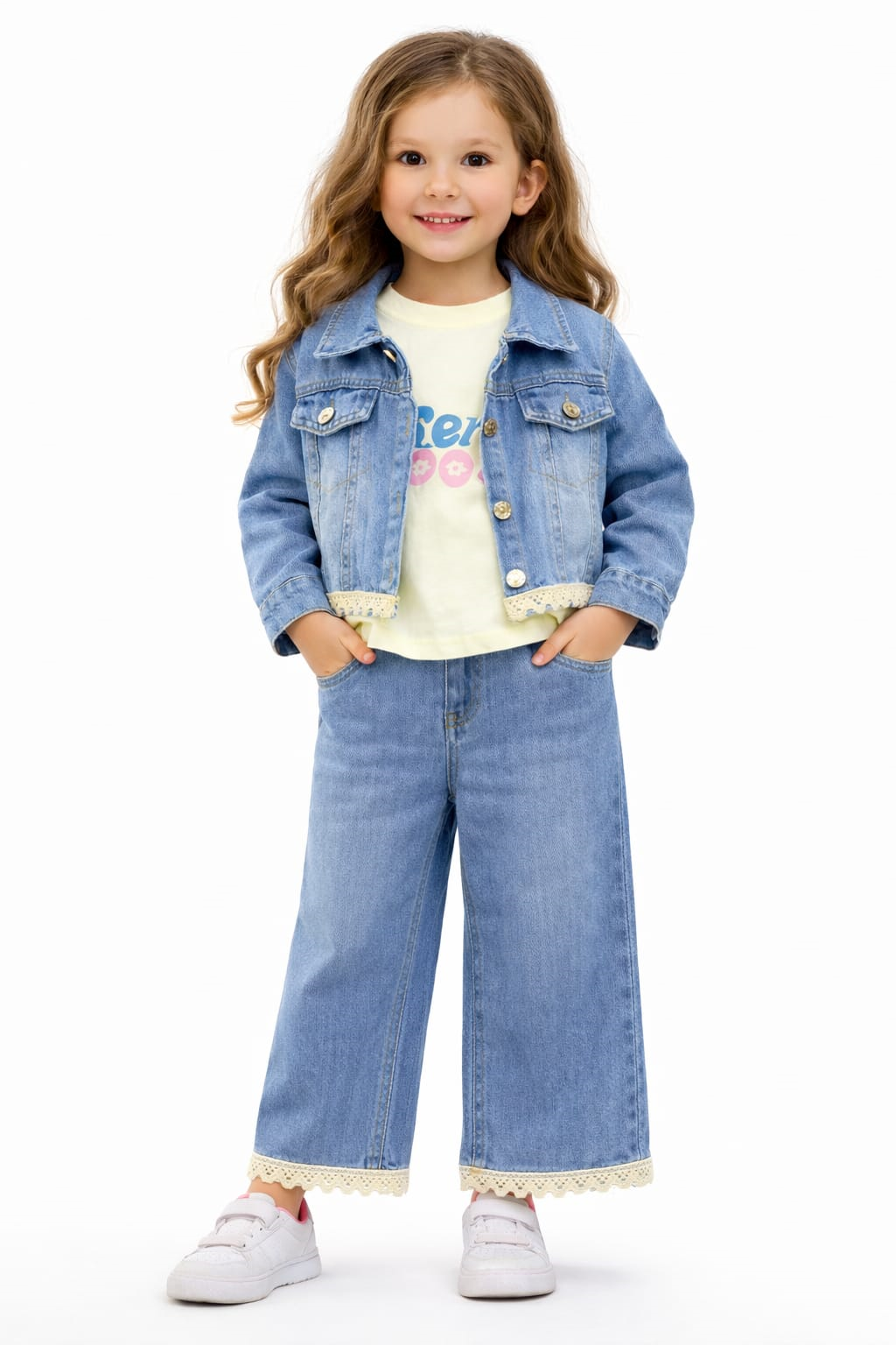 Dantel Detaylı Denim Takım 3-7 yaş 