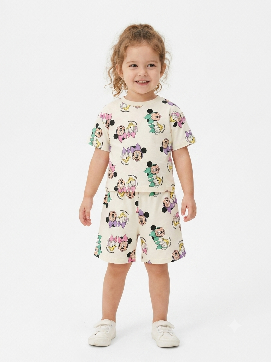 Kız Çocuk Mickey krem takım 3-12  Pijama takımı 