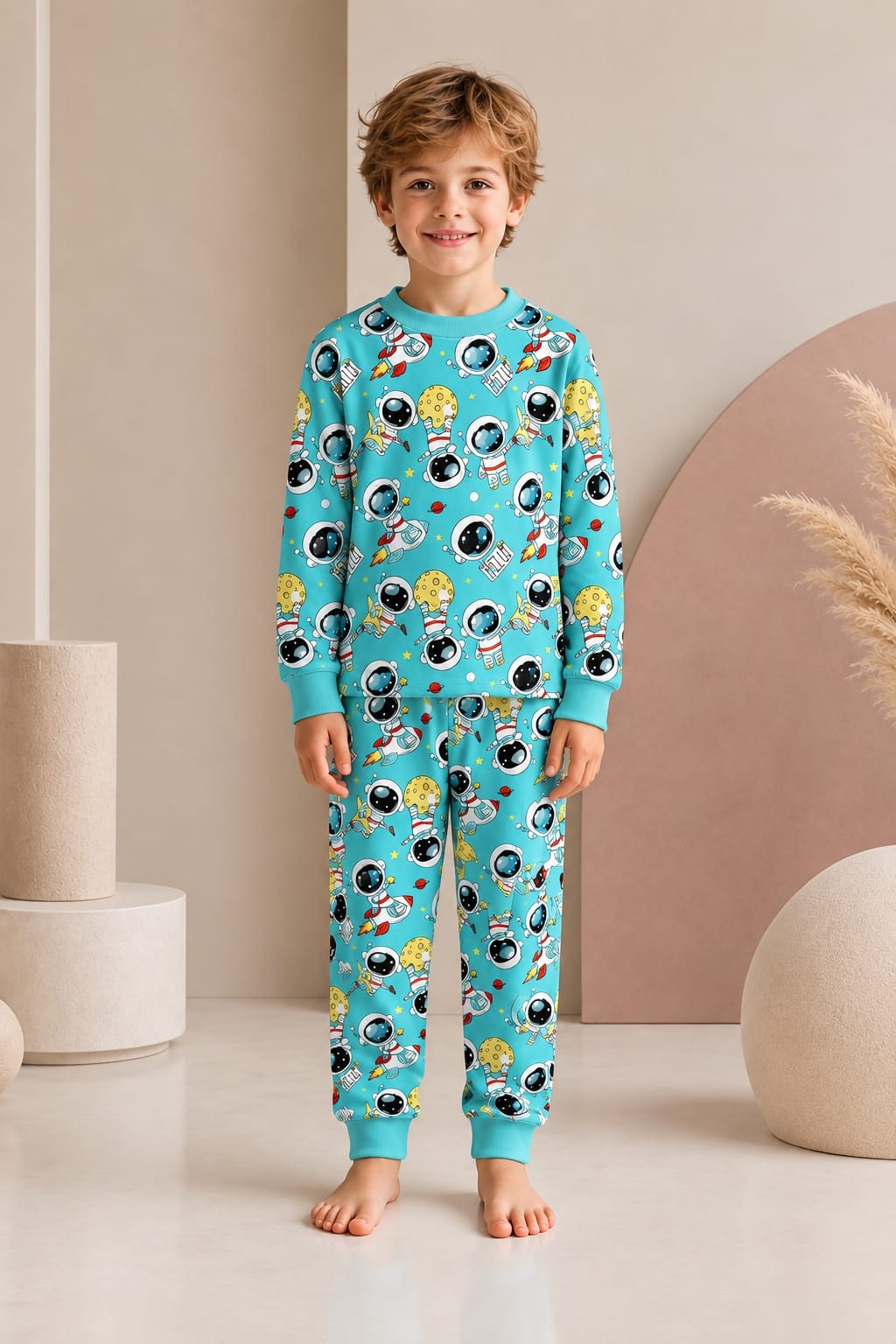 Pijama takımı mavi robot 