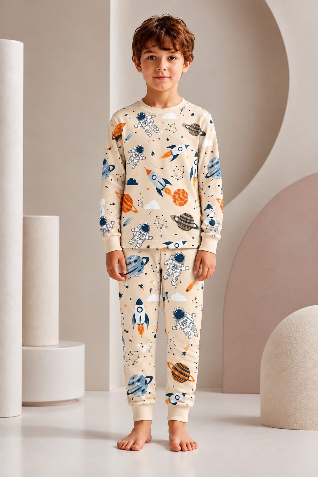 Pijama takımı uzay takım krem 