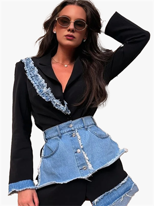 Eleganz Siyah - Mavi Ceket 
