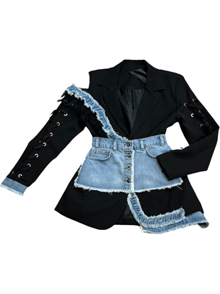Eleganz Siyah - Mavi Ceket 