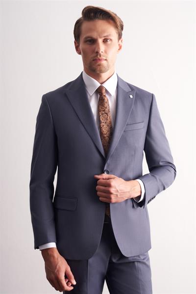 Lacivert Kırlangıç Yaka Esnek Bel 6 Drop Slim Fit Tam Astar Takım Elbise 1001255168