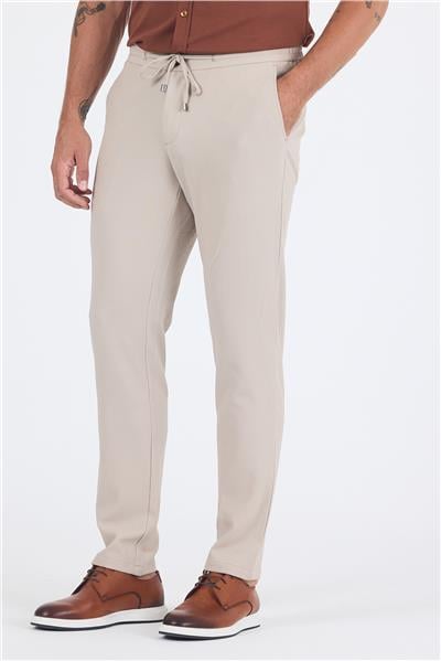Bej Esnek Lastikli Yandan Cepli Casual Comfort Fit Jogger Pantolon 1003250210