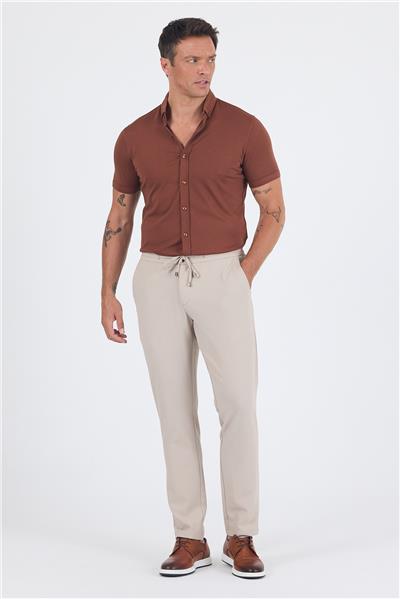 Bej Esnek Lastikli Yandan Cepli Casual Comfort Fit Jogger Pantolon 1003250210