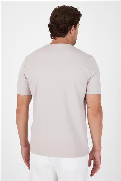 Açık Bej Kısa Kol Bisiklet Yaka Cepsiz Pamuklu Casual Slim Fit Tişört 1011250165