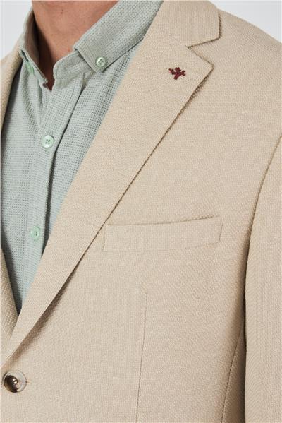 Açık Bej Mono Yaka Düz 2 Düğme Casual Esnek Slim Fit Ceket 1002250123