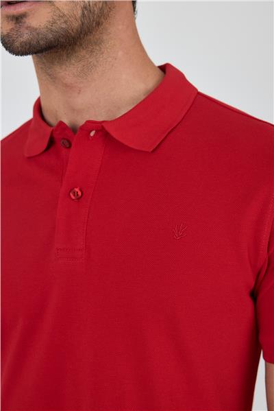 Açık Kırmızı Polo Yaka Kısa Kol Cepsiz Slim Fit Classic Pamuklu Tişört 1011250177