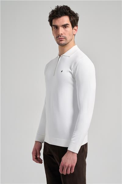 Açık Krem Polo Yaka Düz Casual Pamuklu Slim Fit Triko 1012245250