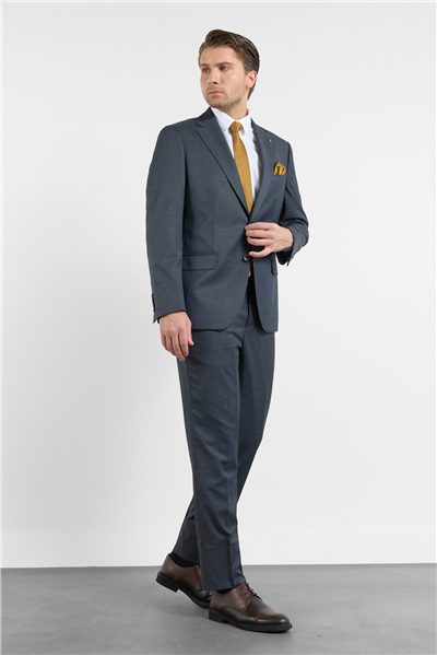 Lacivert Mono Yaka Esnek Bel 6 Drop Comfort Fit Tam Astar Esnek Takım Elbise 1001260152