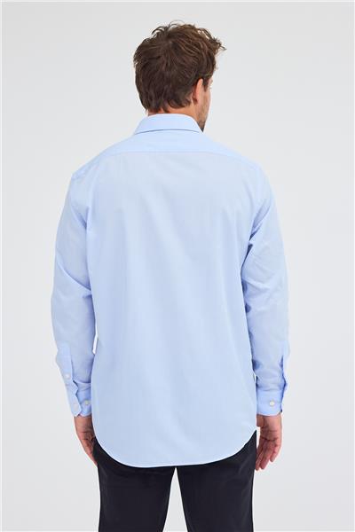 Açık Mavi Sert Yaka Uzun Kol Easy To Iron Comfort Fit Pamuklu Gömlek 1004255300