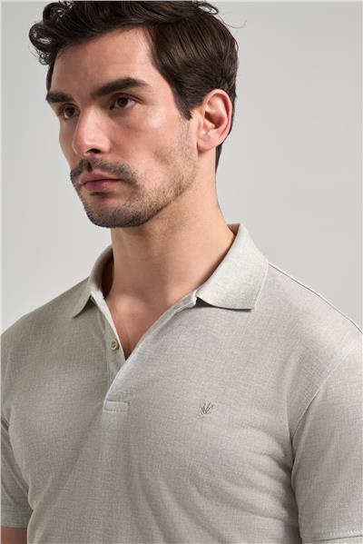 Açık Yeşil Kısa Kol Baskılı Pike Polo Yaka Cepsiz esnek Casual Slim Fit Tişört 1011250151