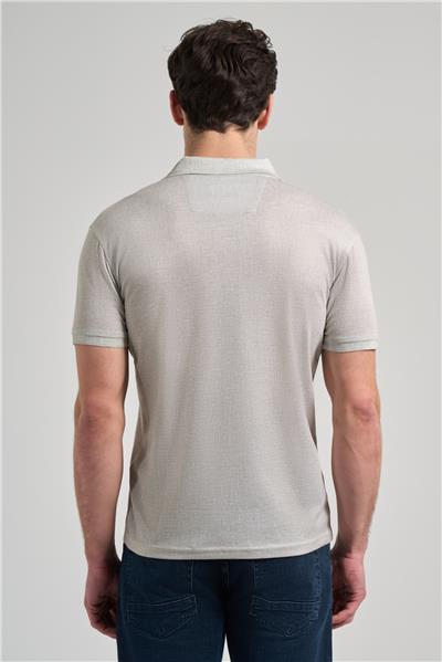 Açık Yeşil Kısa Kol Baskılı Pike Polo Yaka Cepsiz esnek Casual Slim Fit Tişört 1011250151