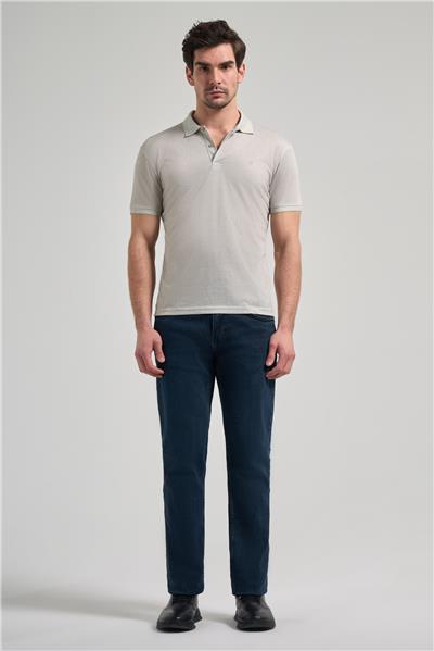 Açık Yeşil Kısa Kol Baskılı Pike Polo Yaka Cepsiz esnek Casual Slim Fit Tişört 1011250151