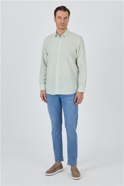 Kısalabilir kol Cepsiz Pamuk Casual Comfort Fit Gömlek 1004250128