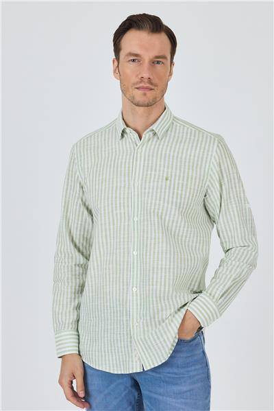 Kısalabilir kol Cepsiz Pamuk Casual Comfort Fit Gömlek 1004250128