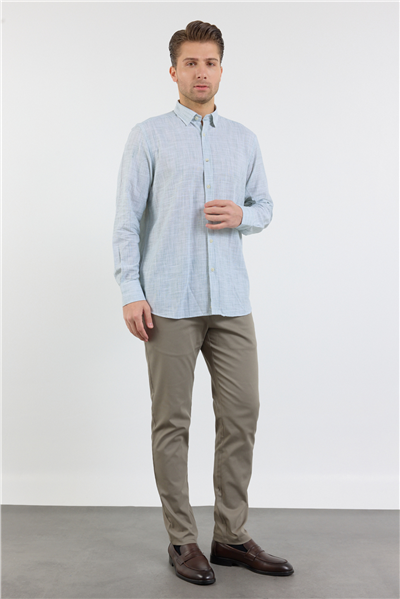 Uzun Kol Cepsiz Pamuk Casual Comfort Fit Gömlek 1004250127