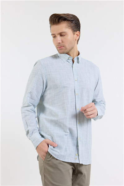 Uzun Kol Cepsiz Pamuk Casual Comfort Fit Gömlek 1004250127