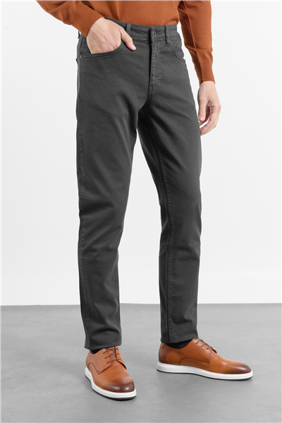 Füme 5 Cep Düz Paça Gabardin Slim Fit Pamuklu Pantolon 1003260318