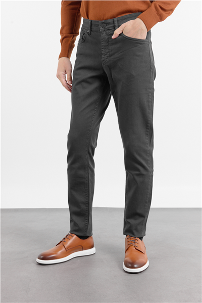 Füme 5 Cep Düz Paça Gabardin Slim Fit Pamuklu Pantolon 1003260318