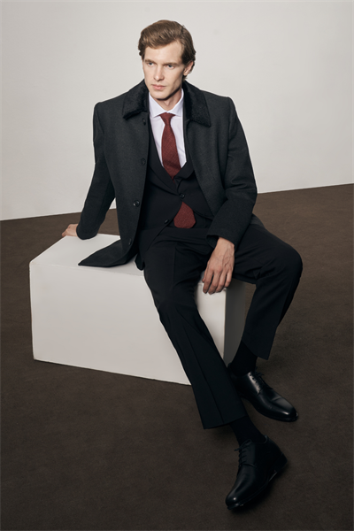 Antrasit Kürklü Yaka Classic Comfort Fit Esnek Kaban 1008255163