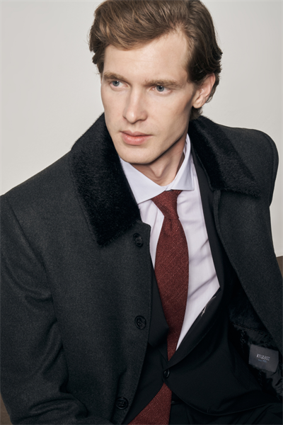 Antrasit Kürklü Yaka Classic Comfort Fit Esnek Kaban 1008255163