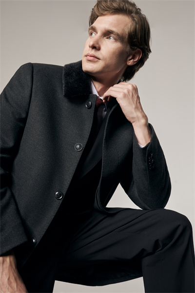 Antrasit Kürklü Yaka Classic Comfort Fit Esnek Kaban 1008255163