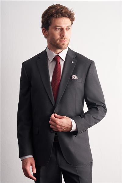 Antrasit Mono Yaka Kendinden Çizgili Desen Esnek 4 Drop Comfort Fit Classic Takım Elbise 1001255159