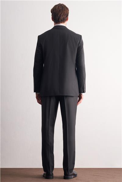 Antrasit Mono Yaka Kendinden Çizgili Desen Esnek 4 Drop Comfort Fit Classic Takım Elbise 1001255159