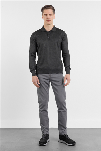 Füme Polo Yaka Cepsiz Comfort Fit Classic  Triko Kazak 1012255155