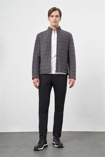 Antrasit Süet Suni Deri Hakim Yaka Düz Yırtmaçsız Tam Astar Slim Fit Casual Deri Mont 1038245150